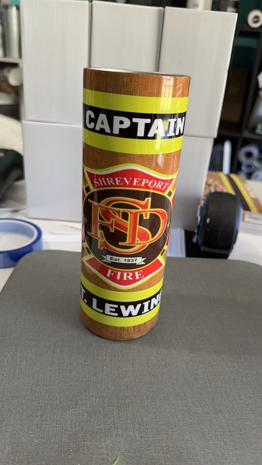 CUSTOM FIRE DEPT TUMBLER 20 OZ